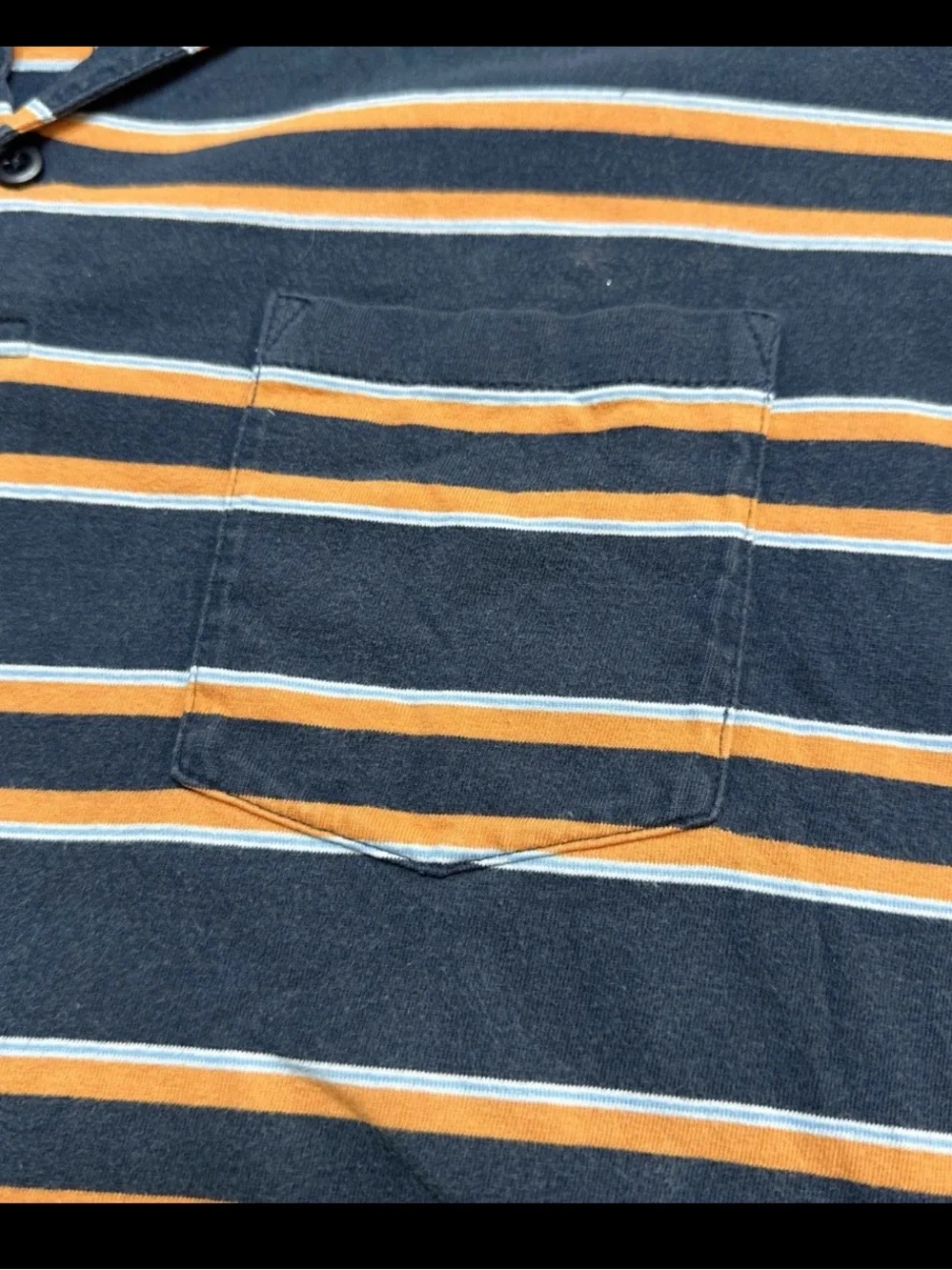 Vintage J. Crew Navy and Orange Striped Polo 313CL
